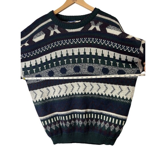 VINTAGE Todays News Sweater Unisex Adult Geometric Pattern Grandpa Fisherman XL - Picture 10 of 16